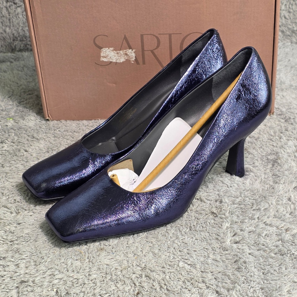 Franco Sarto Flexa Pump Heels Midnight Blue Metallic Formal Womens 9M NEW